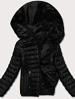 Dámska prešívaná bunda s kapucňou čierna (B0123-1)