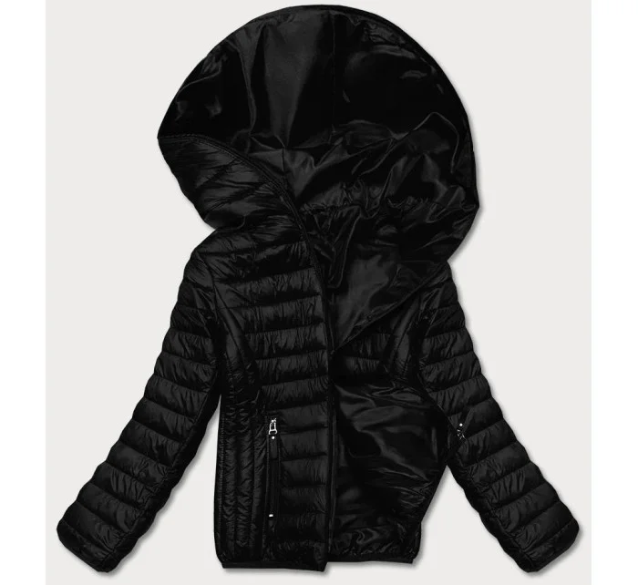 Černá dámská prošívaná bunda s kapucí model 18044793 - S'WEST Černá dámská prošívaná bunda s kapucí model 18044793 - S'WEST