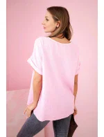 Mušelínová halenka s náhrdelníkem bonbónově růžová Mušelínová halenka s náhrdelníkem bonbónově růžová