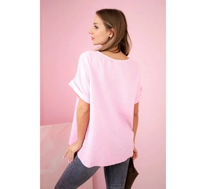 Mušelínová halenka s náhrdelníkem bonbónově růžová Mušelínová halenka s náhrdelníkem bonbónově růžová