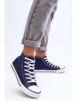 Damskie Trampki Klasyczne Wysokie Granatowe Remos Damskie Trampki Klasyczne Wysokie Granatowe Remos