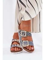 Klapki Damskie Z Klamrami I Brokatem S.Barski RB51-006 Beżowe Klapki Damskie Z Klamrami I Brokatem S.Barski RB51-006 Beżowe