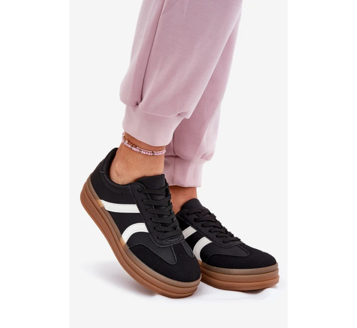 Sneakersy Damskie Na Platformie Czarne Tolianna