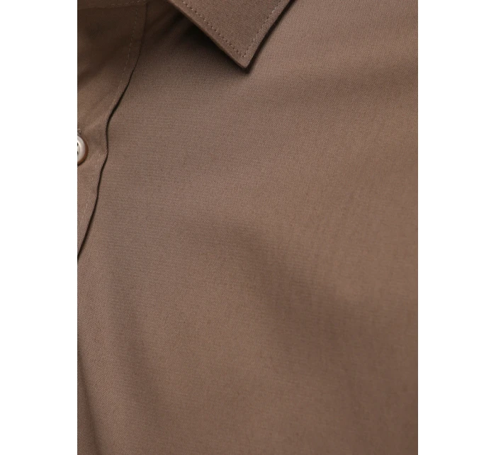 Pánska elegantná hladká hnedá košeľa REGULAR FIT FashionStreet DX2684