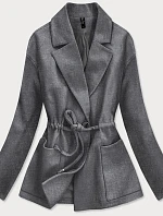 Voľný krátky dámsky kabát v grafitovej farbe (2727)