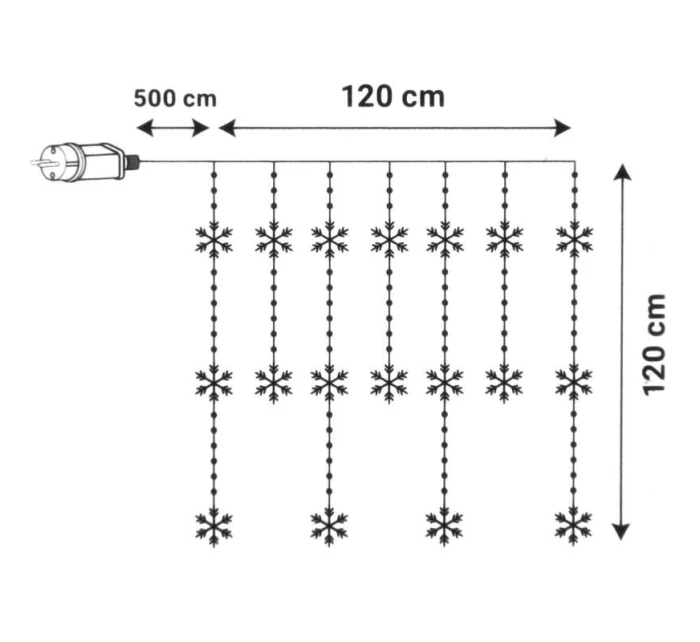 Svetelný záves 120x120 CM 232LED COOL WHITE SNOW BLOWS