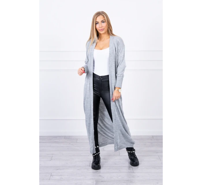 Sveter dlhý sveter viazaný v páse šedý