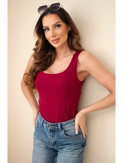 Dámska blúzka s ramienkami a výstrihom svetlo bordová
