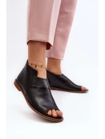 Damskie Skórzane Sandały Laura Messi 2443 Czarne