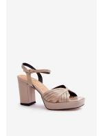 dámské sandály na podpatku béžové D&A model 21656040 - S.Barski dámské sandály na podpatku béžové D&A model 21656040 - S.Barski