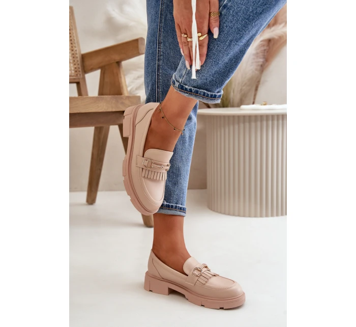 Dámské Mokasíny S Dekorací Eko Kůže Béžové model 21670524 - Boto