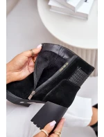 Semišové Kozačky Na Podpatku Zateplené D&A model 21674552 Černé - S.Barski