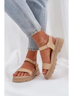 Damskie Sandały Na Platformie Beżowe Evaretha