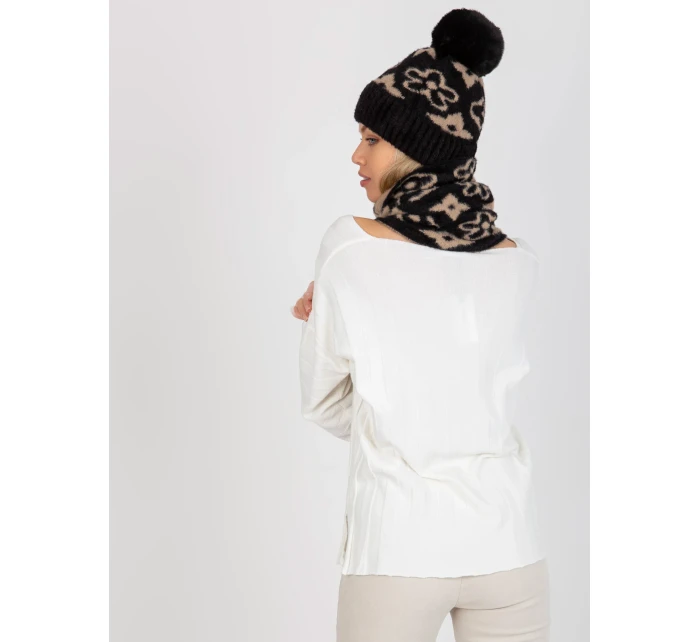 Tunelový šál AT KM CM 331 čierna a béžová Tunelový šál AT KM CM 331 čierna a béžová