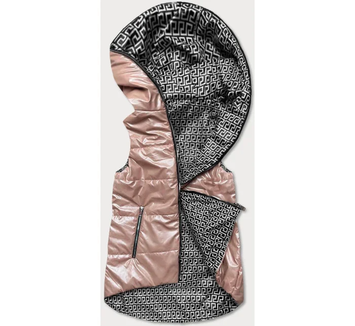 Béžová dámska rozšírená obojstranná vesta (B8005-51)