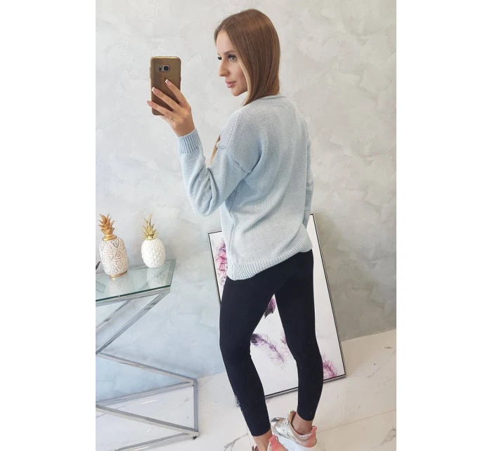 Svetr s výstřihem do V modrý