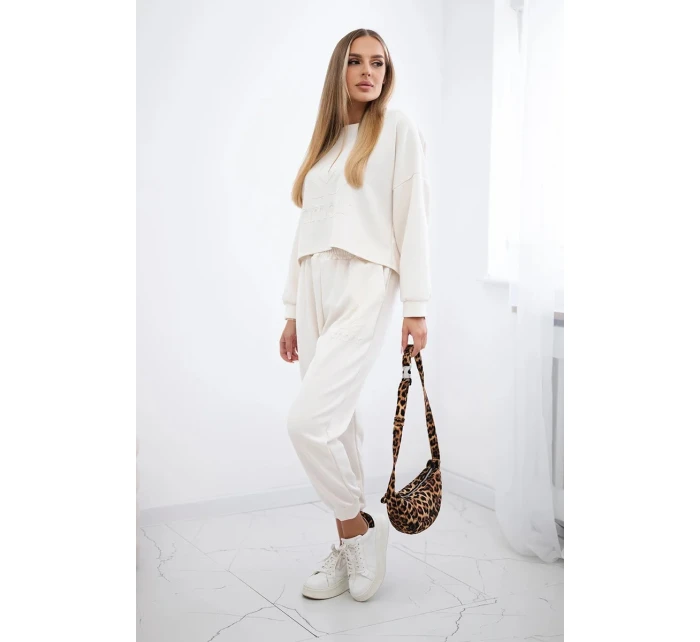 Viskózový set Amour tepláky + nohavice svetlá béžová Viskózový set Amour tepláky + nohavice svetlá béžová