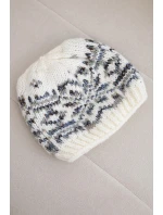 Dámska zimná vlnená čiapka s nórskym vzorom K354 white+grey