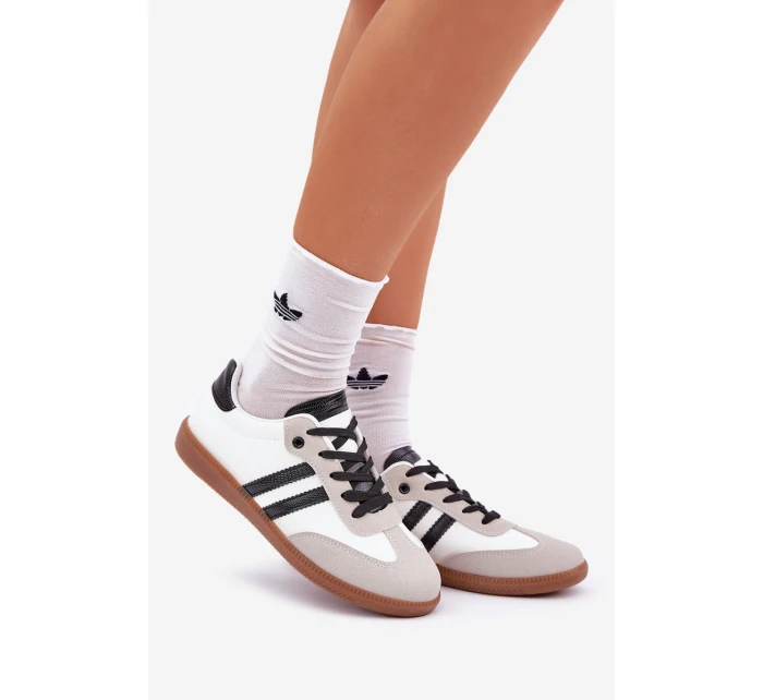 Niskie Trampki Tenisówki Damskie Biało-Czarne Loredis