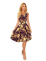 Dámske rozšírené šaty 114-13 čierno-žlté - Numoco