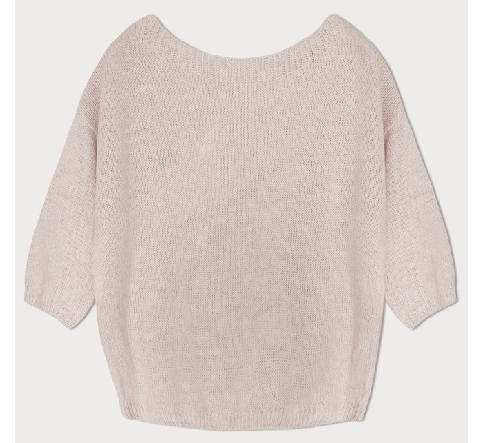 Béžový volný svetr s mašlí na zádech (759ART)