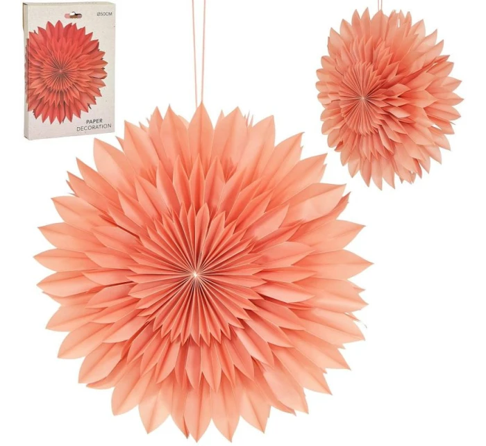 DEKORATÍVNA ZÁVESNÁ PAPIEROVÁ HVIEZDA 3D 50CM RUŽOVÁ