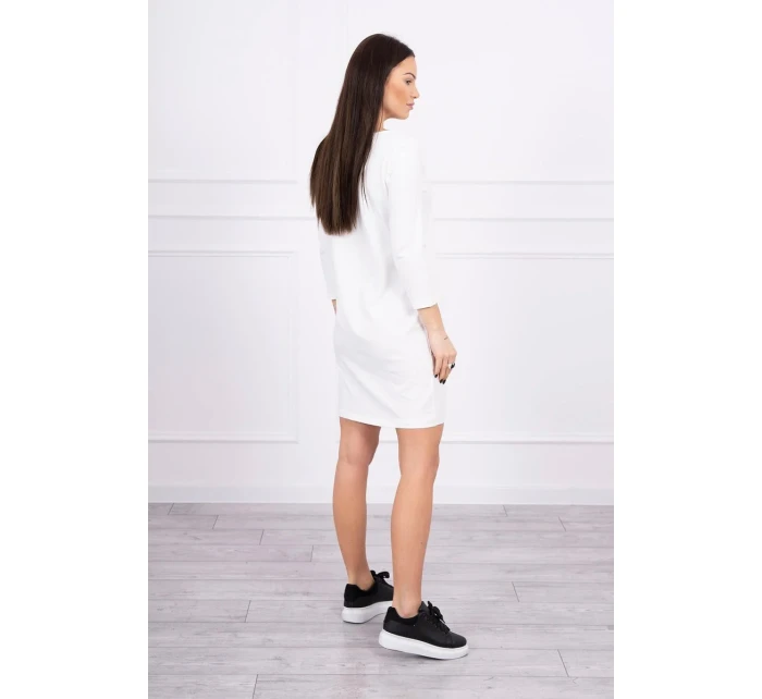 Šaty s 3D grafikou Bird ecru