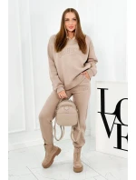 Izolovaná bavlnená súprava, mikina + nohavicami Brooklyn tmavo béžová