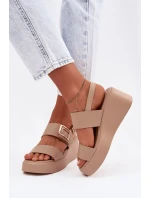 Dámské sandály na platformě s ozdobným detailem Béžové Nelira
