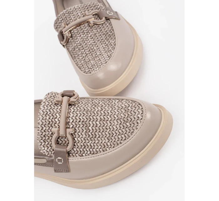 Praktické  mokasíny dámské hnědé bez podpatku