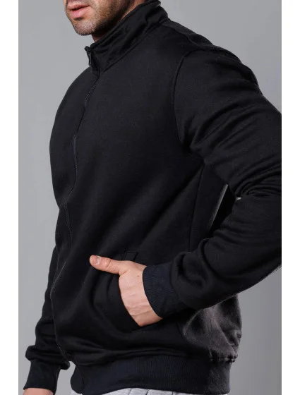 Černá pánská mikina se stojáčkem model 18258827 - J.STYLE Černá pánská mikina se stojáčkem model 18258827 - J.STYLE