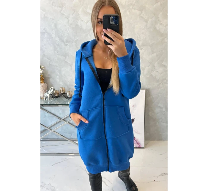 Chrpová dlhá mikina s kapucňou