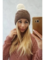 Fleecová čiapka Ilona K218 cappuccino+ecru