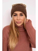 Fleecová čiapka Alice K248 cappuccino+ecru