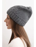 Dámská zimní čepice vlněná s ozdobným grafitová model 21866352 - K-Fashion Dámská zimní čepice vlněná s ozdobným grafitová model 21866352 - K-Fashion
