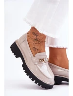 Lakierowane Mokasyny Na Platformie Jasnoszare Ronin