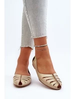 model 21650286 Pohodlné Dámské Kožené Baletky Beige - Zazoo