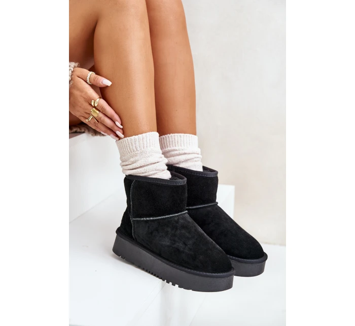 Dámské semišové zimní boty na platformě nad černé model 21670448 - Boto