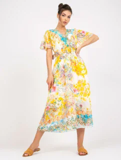 Šaty DHJ SK 15967 1.01P biela a žltá