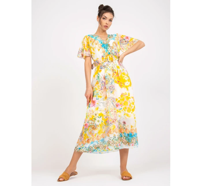 Šaty DHJ SK 15967 1.01P biela a žltá