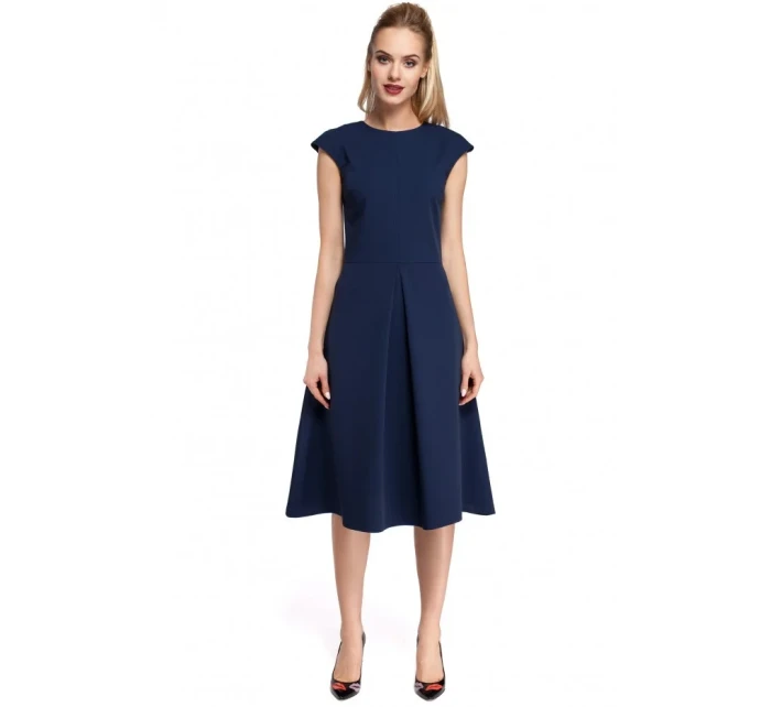 M296 Šaty s obrátenými záhybmi - ecru farba