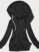 Otvorená mikina s kapucňou a malými srdiečkami v grafitovej farbe (2316)