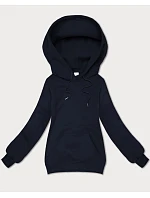 Tmavě modrá volná klokaní mikina s kapucí model 21395686 - S'WEST Tmavě modrá volná klokaní mikina s kapucí model 21395686 - S'WEST