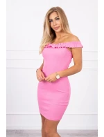 Španielske šaty s volánikmi svetlo ružové