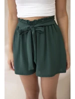 Viskózové šortky viazané v páse tmavozelené Viskózové šortky viazané v páse tmavozelené