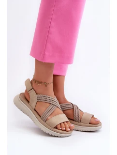 Lehké Dámské Pohodlné Sandály Na Suchý Zip Beige model 21661191 - EVENTO