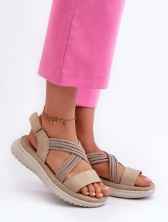 Lehké Dámské Pohodlné Sandály Na Suchý Zip Beige model 21661191 - EVENTO