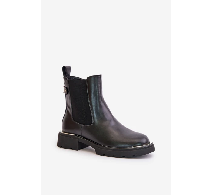 Skórzane Botki Sztyblety Na Zamek GOE OO2N4147-E2 Czarne