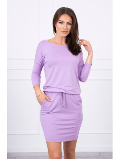 Viskózové šaty so zaväzovaním v páse vo fialovej farbe