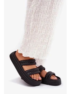 Dámske ľahké papuče na platforme S.Barski - čierne